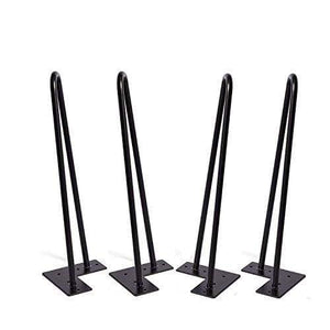 Hairpin Legs 16 inch Set of 4, DIY Furniture Metal Table Legs Perfect for Coffee Table, Dining Table, Designer Desk, Nightstand, 3/8" Diameter Satin Black Two-Rod Mid Century Modern Style (16", Black)
