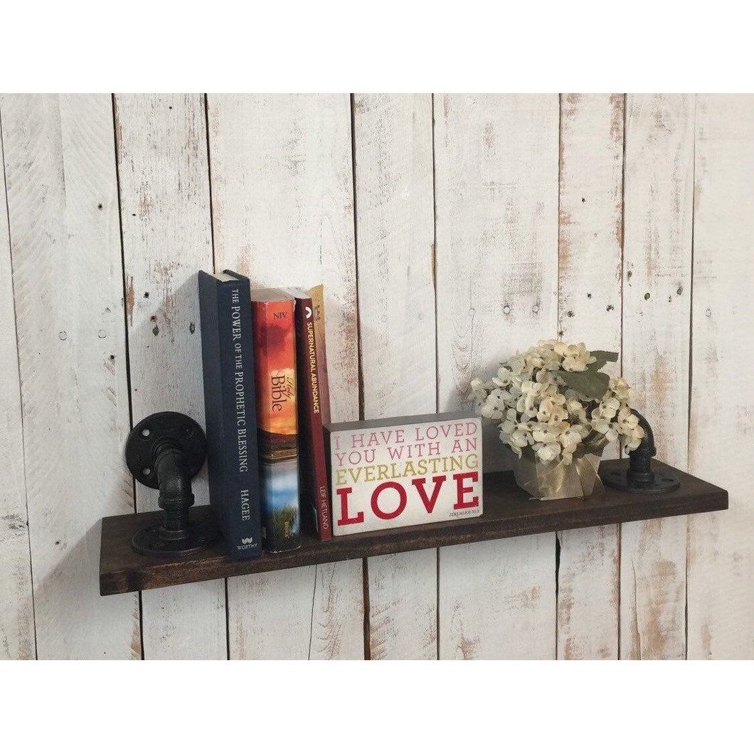 Wood Book Shelf- Rustic Industrial Decor