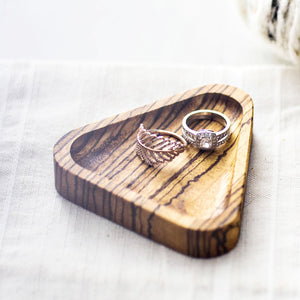 Ring Dish, Boho Bohemian Style, Unisex, Handcrafted with Zebra Wood, Handmade, Made in Canada