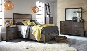 6pc Queen Bedroom Set Gray/ Storage - Empire Furniture Home Decor & Gift