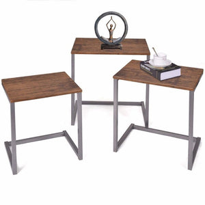 3Pcs Steel Stacking Nesting Coffee End Table Desk Set Nightstand Home Furniture Hw52229