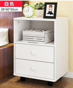 38*40*50Cm Modern Wood Bedside Table Folding Bedroom Storage Cabinet Fashion Nightstand W/ Wheels