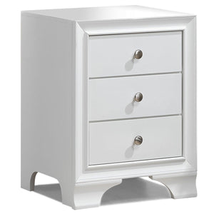 3 Drawers Nightstand End Beside Sofa Side Table-White
