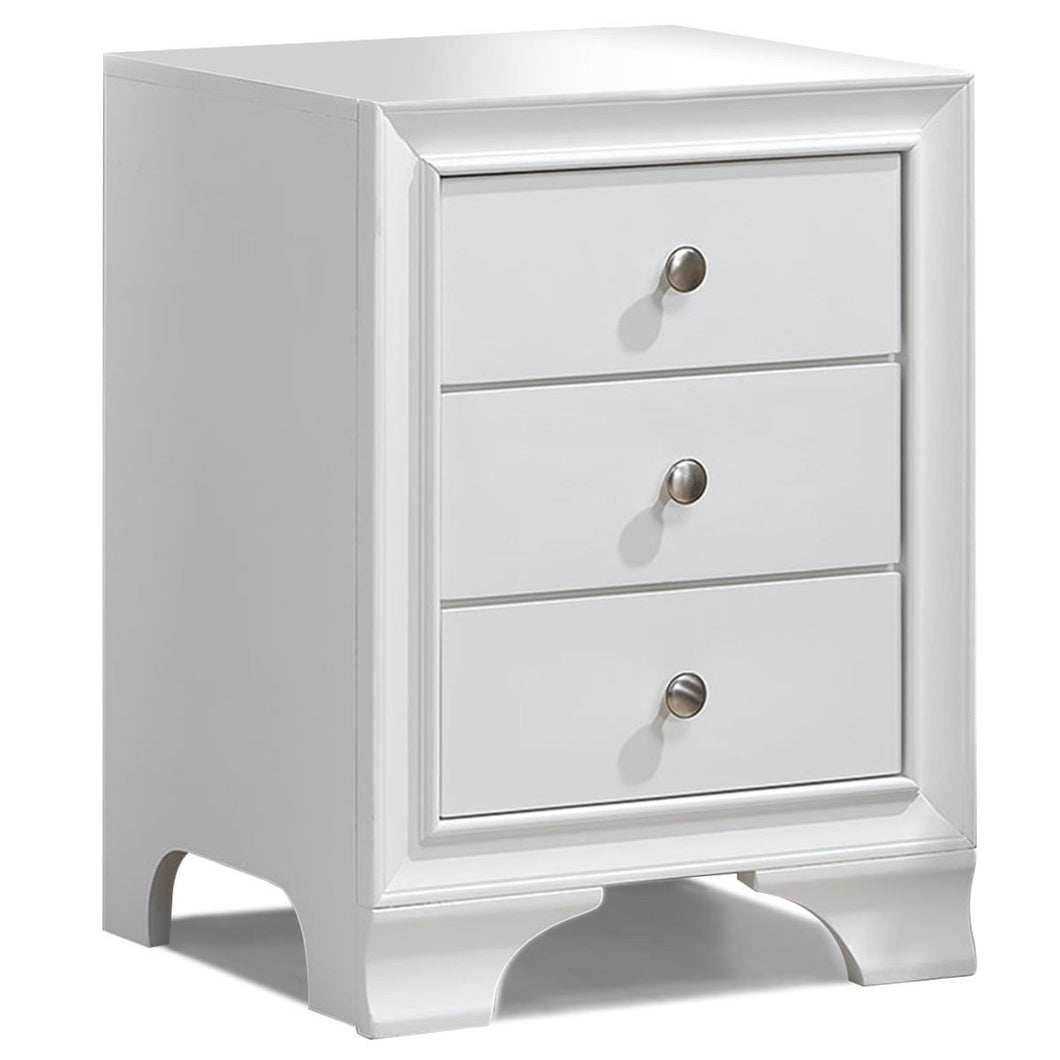 3 Drawers Nightstand End Beside Sofa Side Table-White