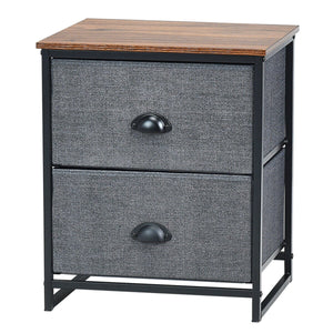 Metal Frame Nightstand Side Table Storage with 2 Drawers-Black