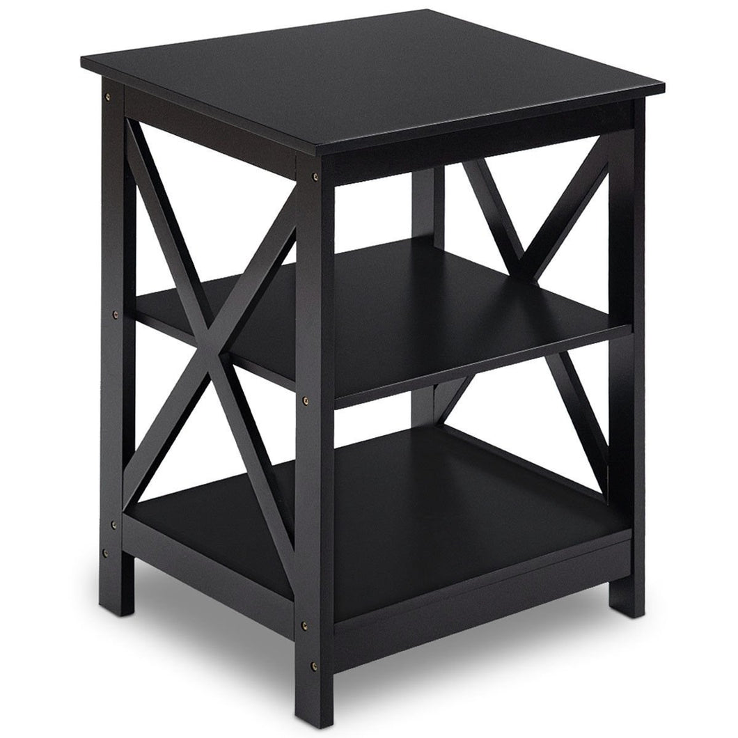 3-Tier Living Room Display Storage Shelf Nightstand-Black
