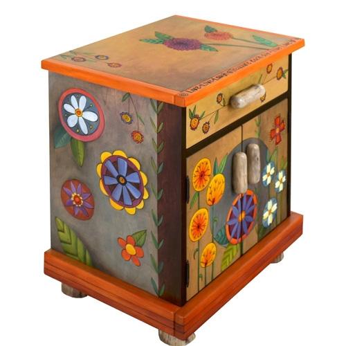 Sticks Nightstand Cabinet-Contemporary Floral