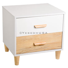 Load image into Gallery viewer, Yescom 2 Drawers Wood Nightstand Bedside Table White/Walnut